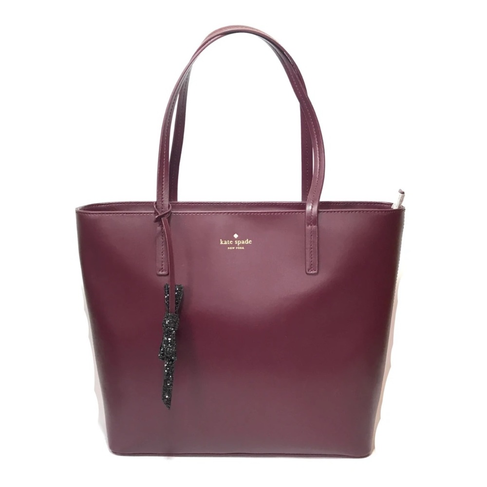 Kate Spade 'Seton Drive Bow Karla Glitter' Maroon Large Tote